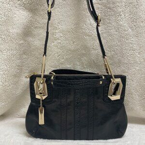 DKNY Black Texture Leather Handbag w/Chucky Gold Hardware Medium Size
